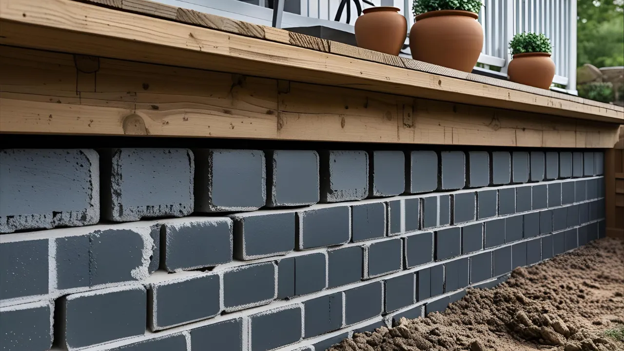 Cinder block deck skirting
