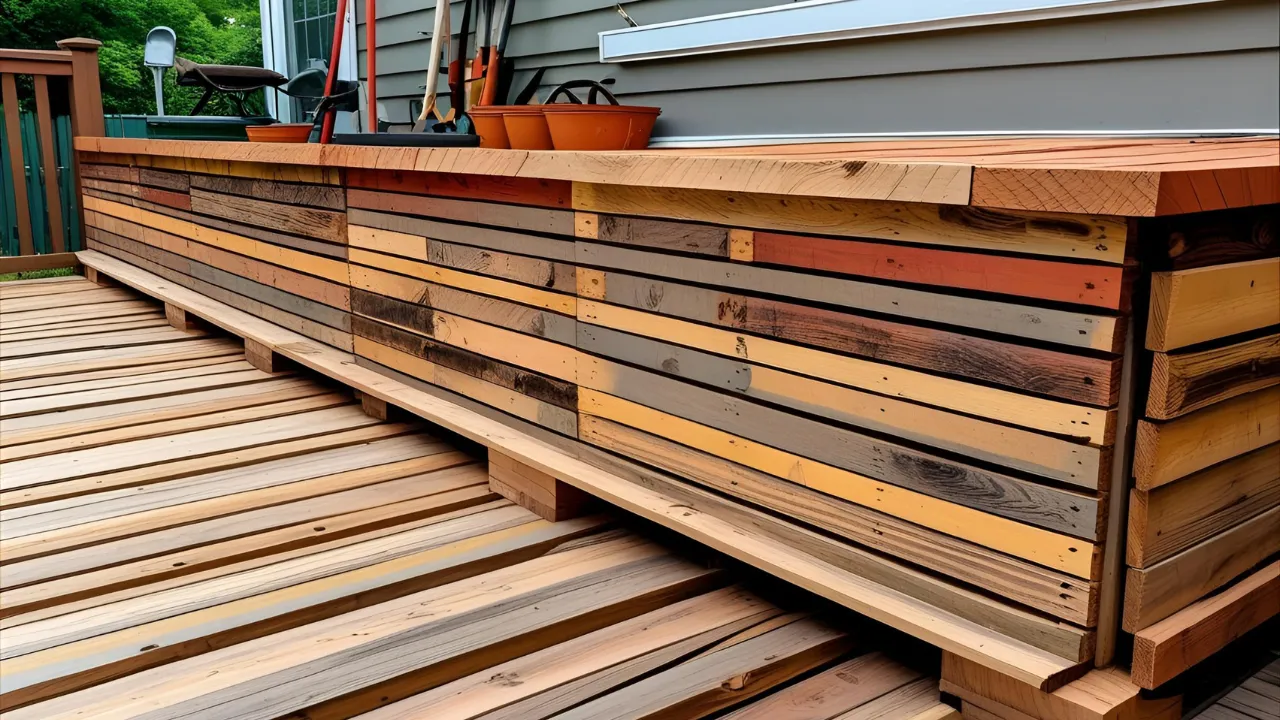 Pallet wood deck skirting