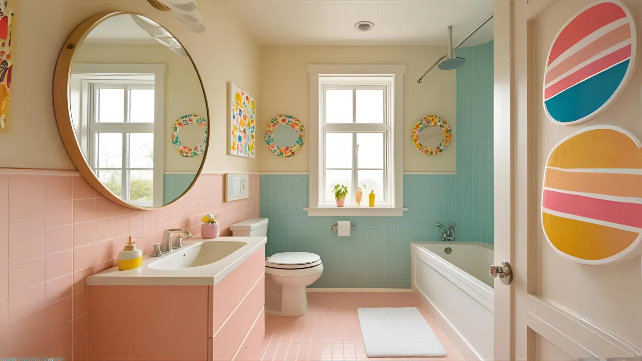 Colorful bathroom accents