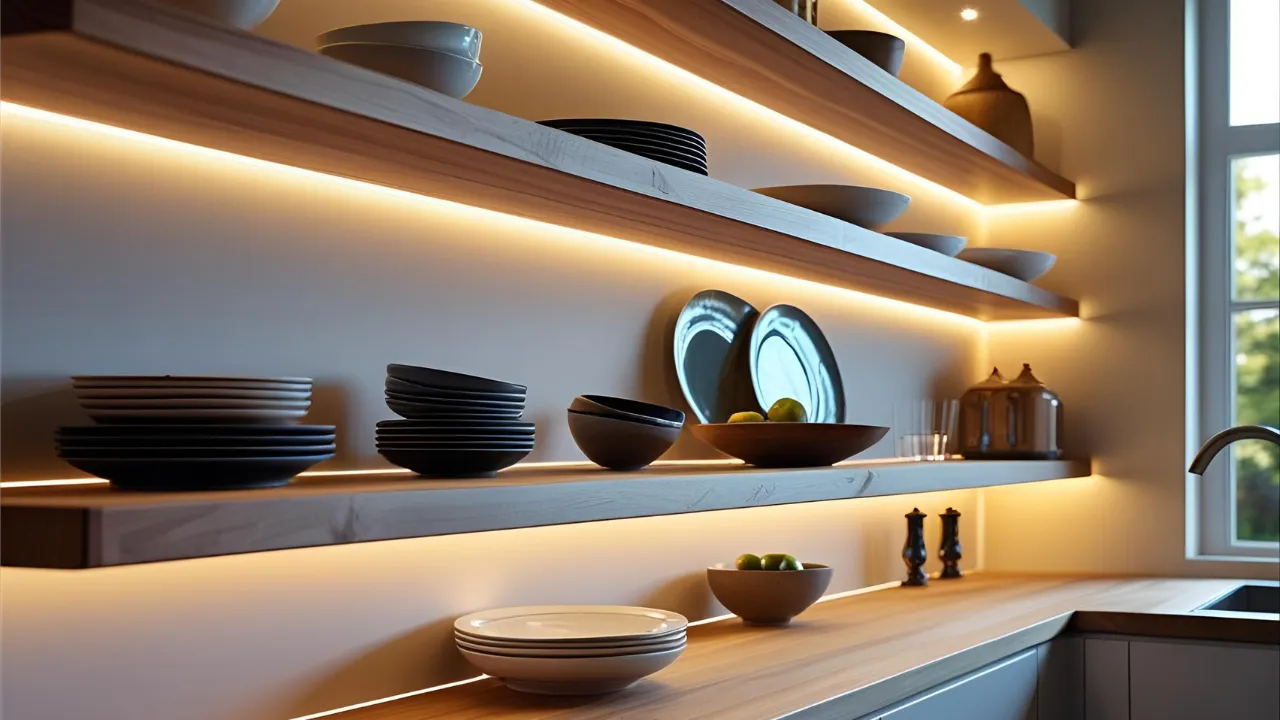 Floating shelf with integrated lighting