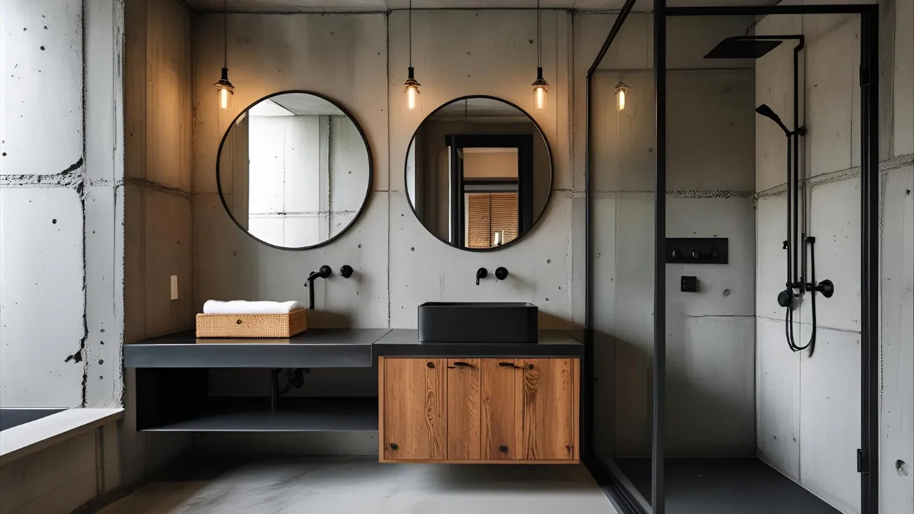 Industrial style bathroom