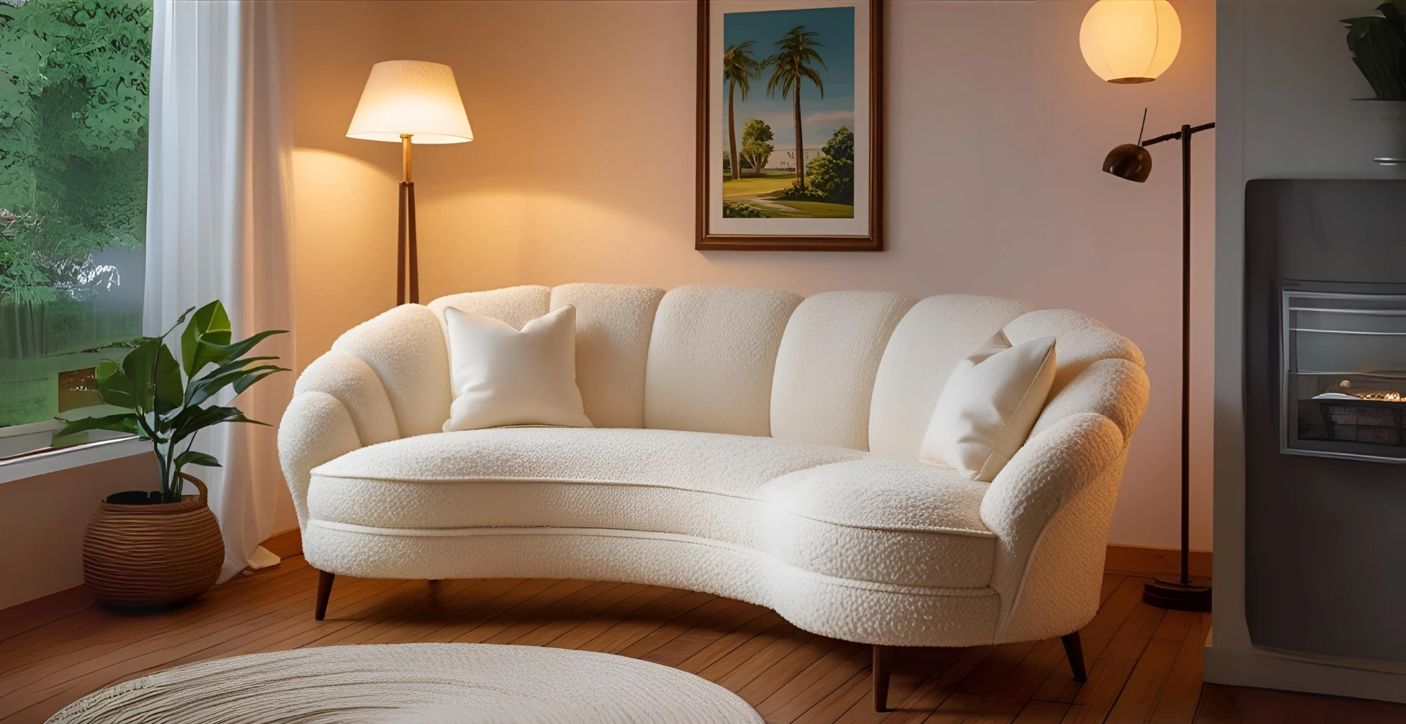 Retro Chic Bouclé Sofa
