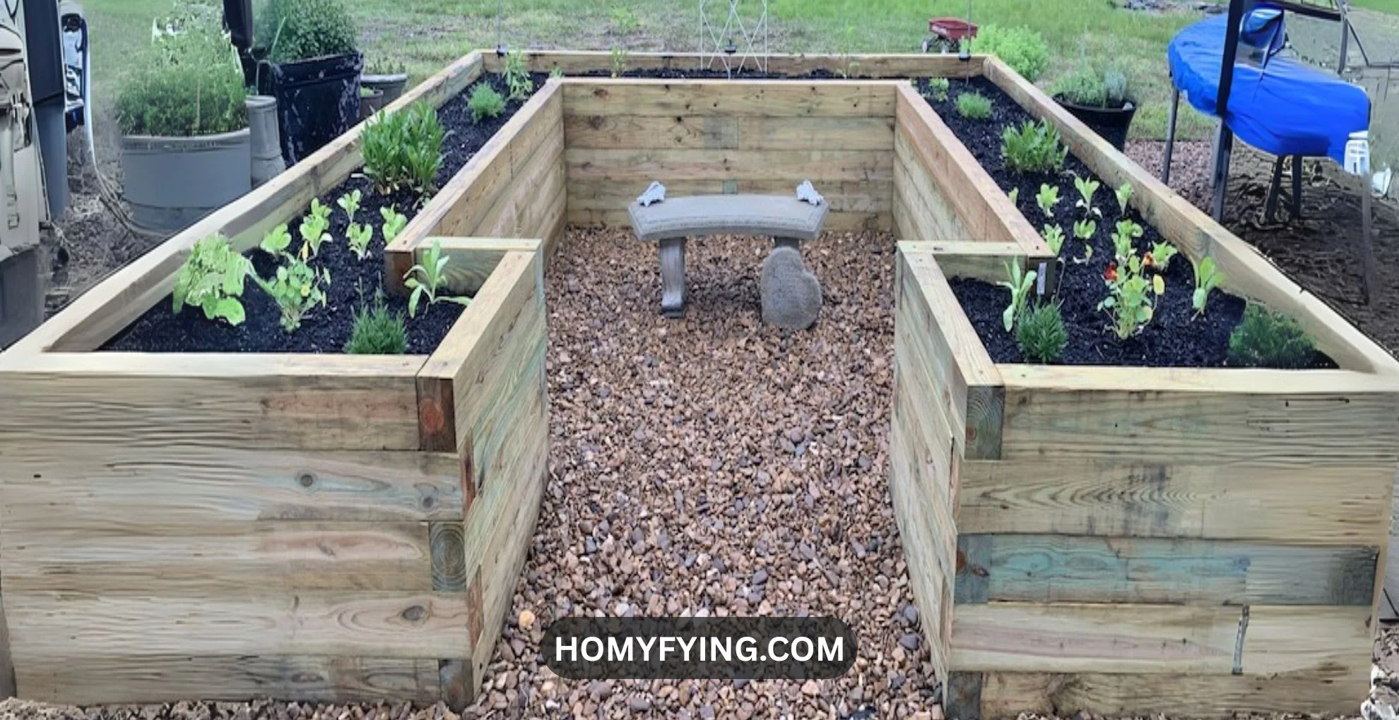 Floating Garden Beds in Gravel