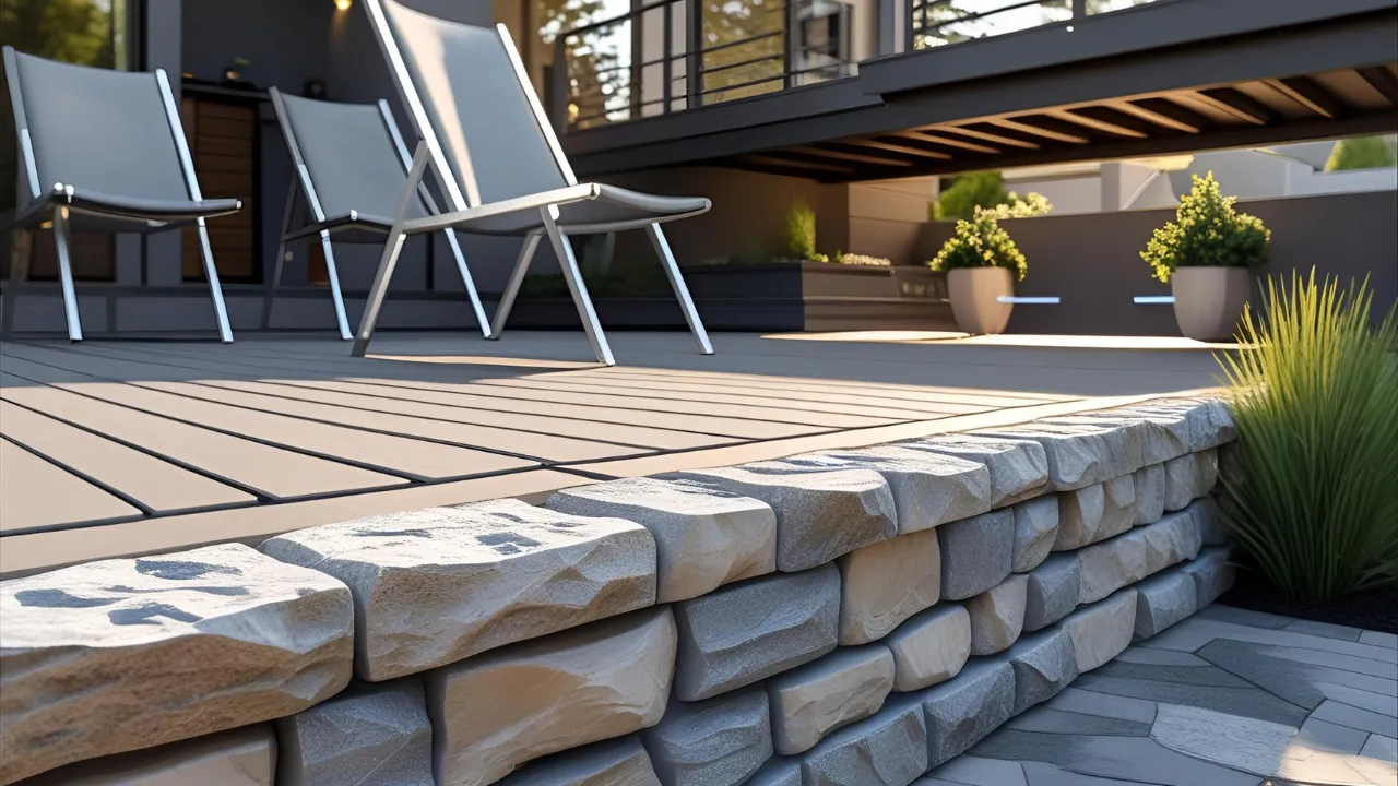 Faux stone deck skirting