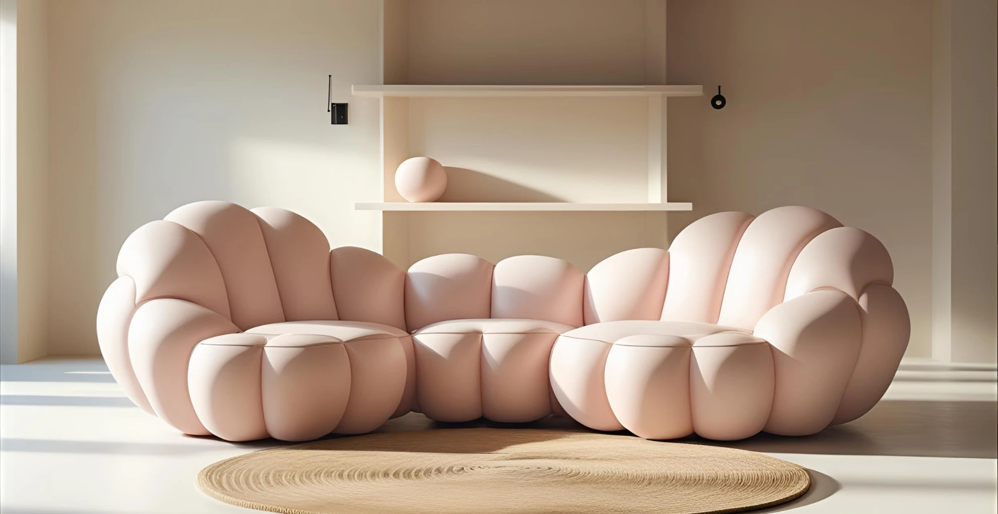 modular sofa features rounded, bubble-like segments