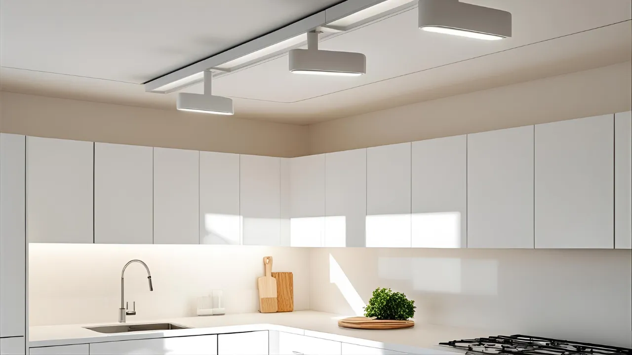 Modern kitchen with sleek track lights