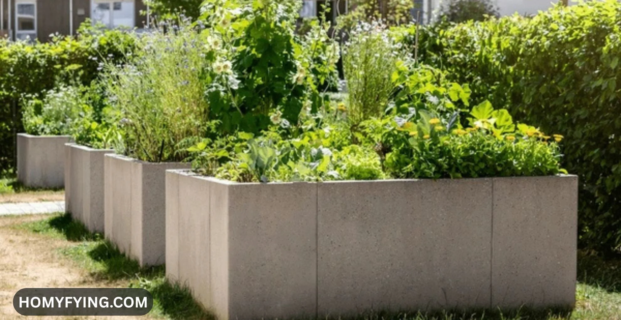 Concrete Rectangle Garden Beds