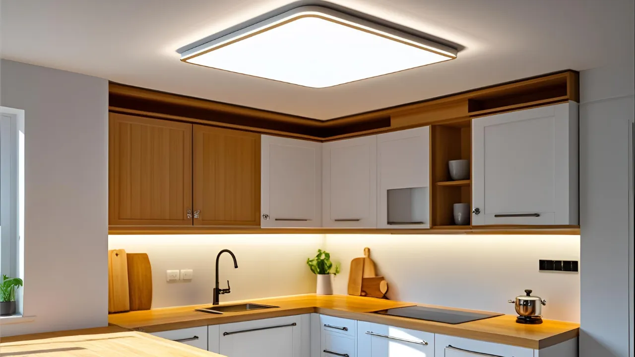 Kitchen with flush mount ceiling light