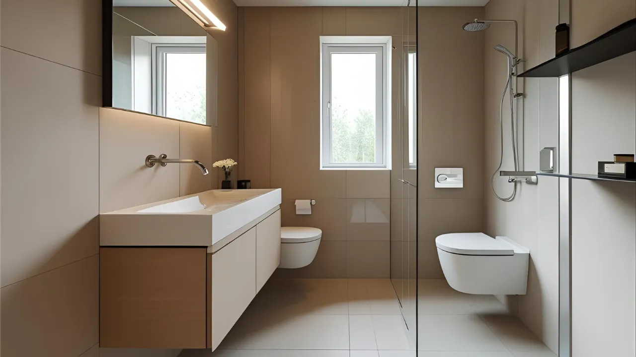 Compact bathroom layout