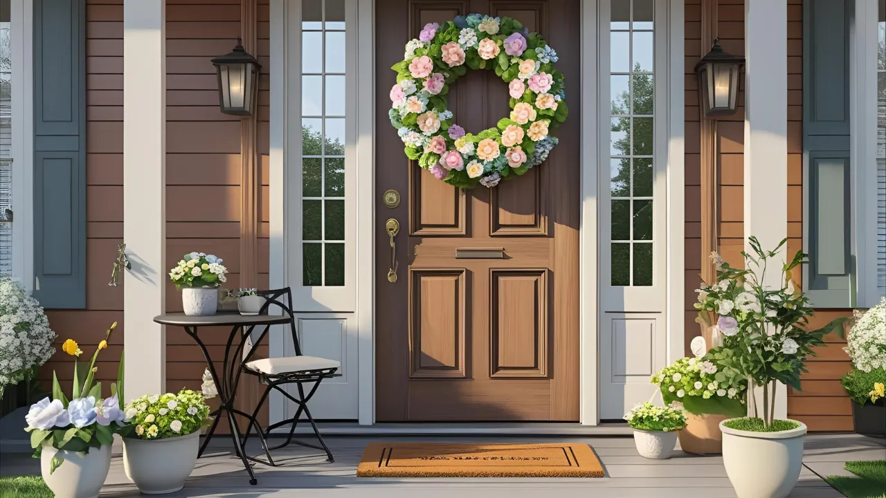 Porch wreath and chair
