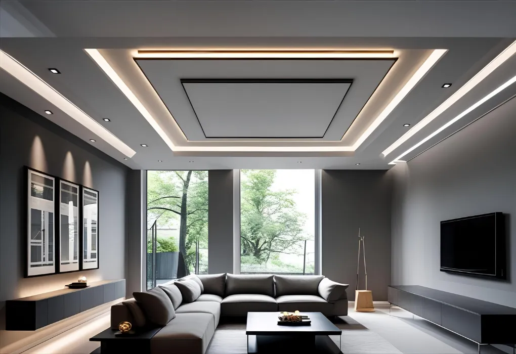 flat ceiling with recessed lighting

