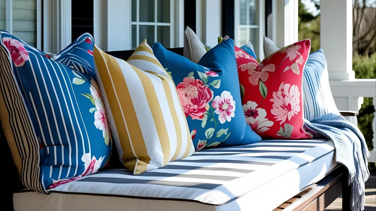 Mixed pillows on bench1