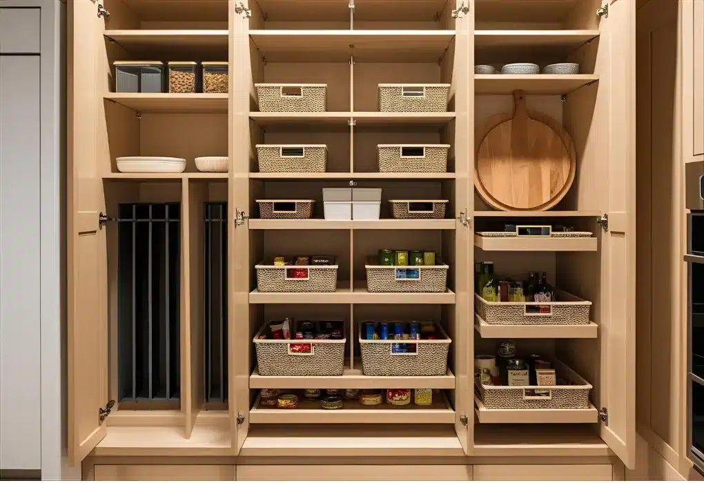 Custom inserts inside pantry cabinet