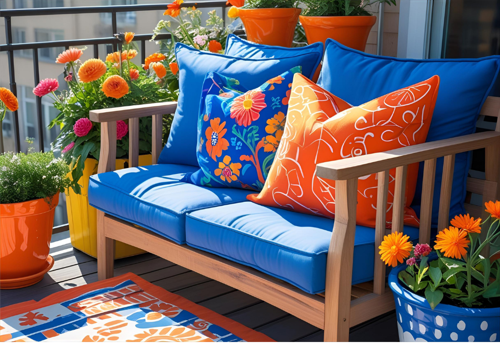 colorful decor on balcony