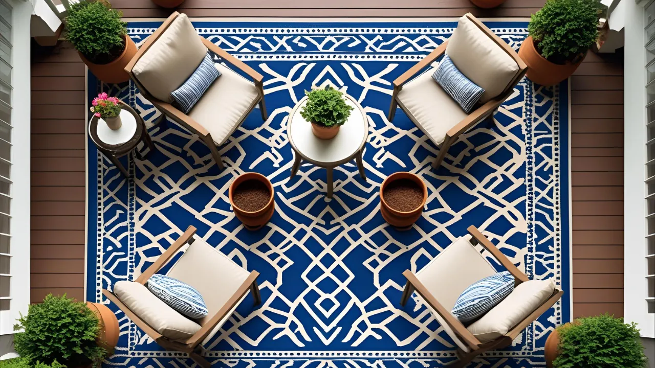 Porch rug defining zone