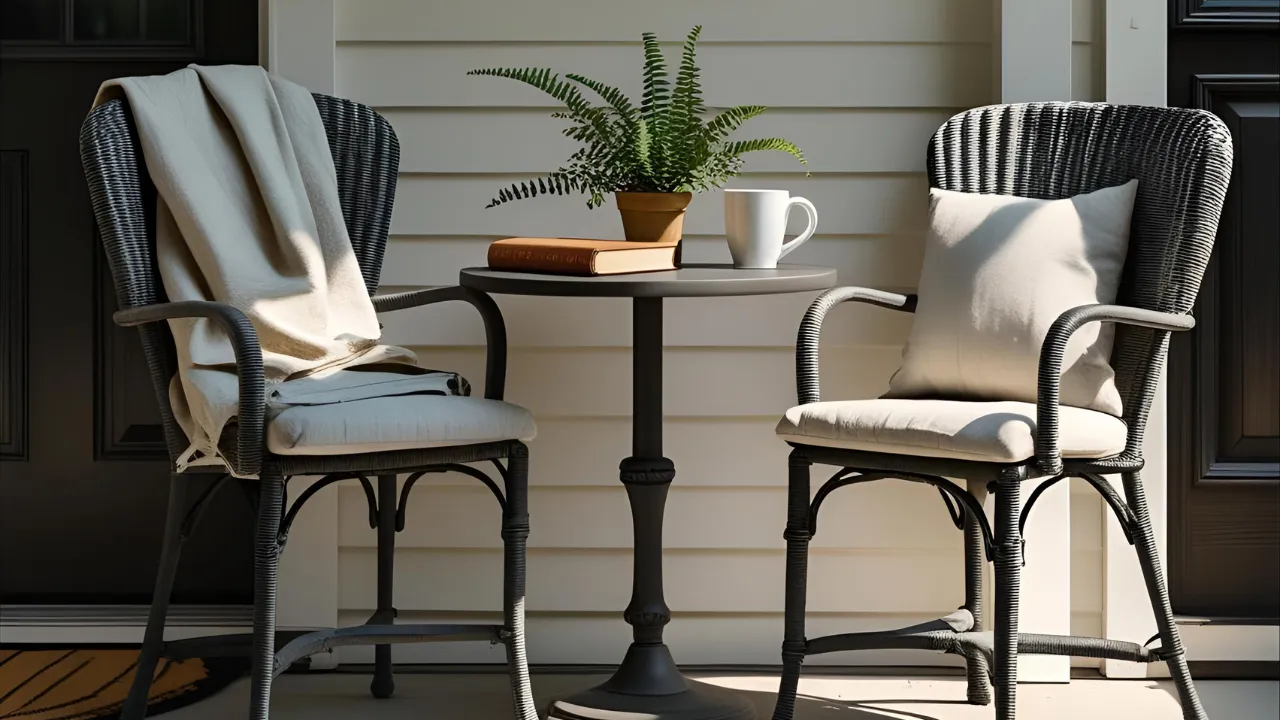Porch coffee table setup