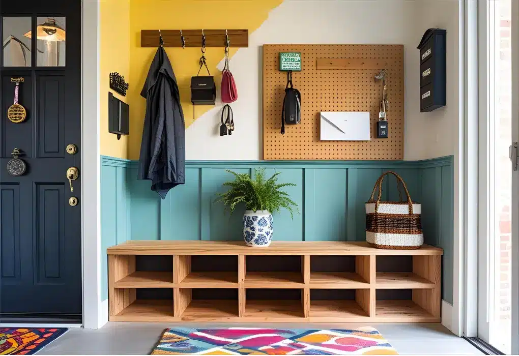 DIY custom storage entryway design
