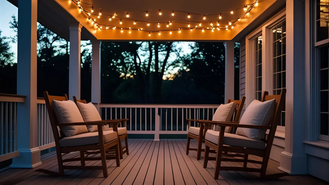 String lights on porch