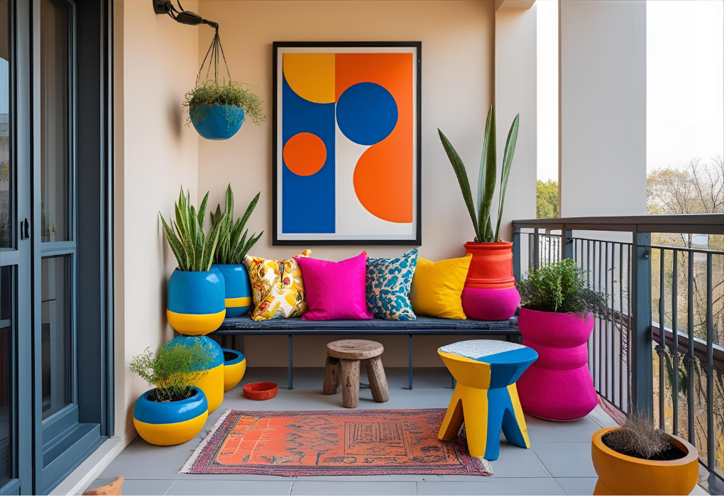 art decor on balcony wall