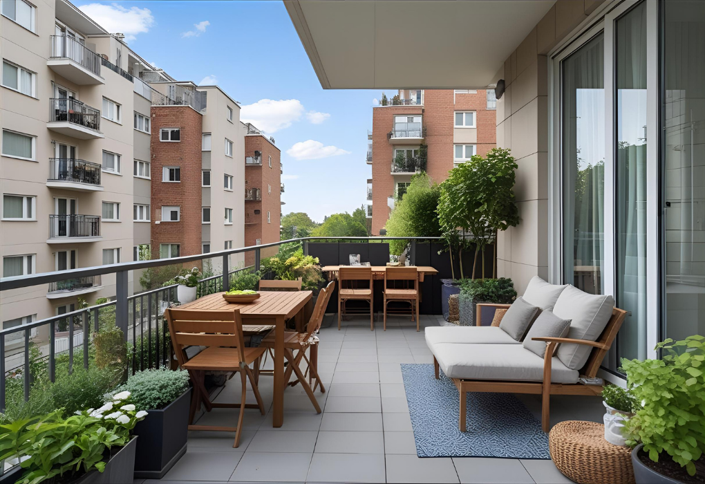 multiple functional zones on balcony