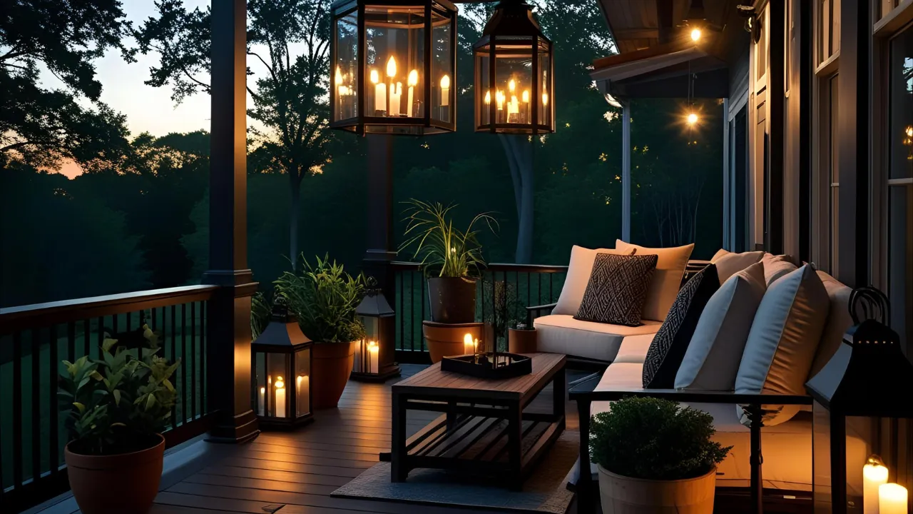 Porch with statement light