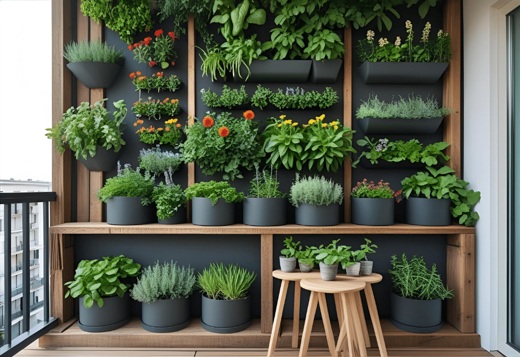 vertical garden on a balcony