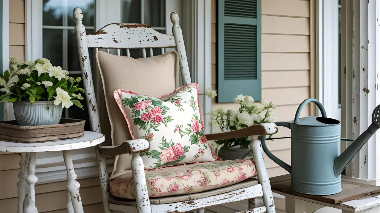 Vintage chair on porch