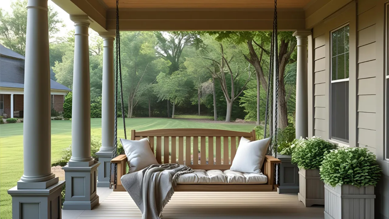 Porch swing with cushions