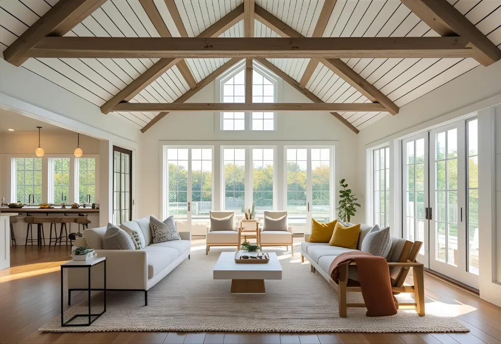 vaulted ceiling in open room

