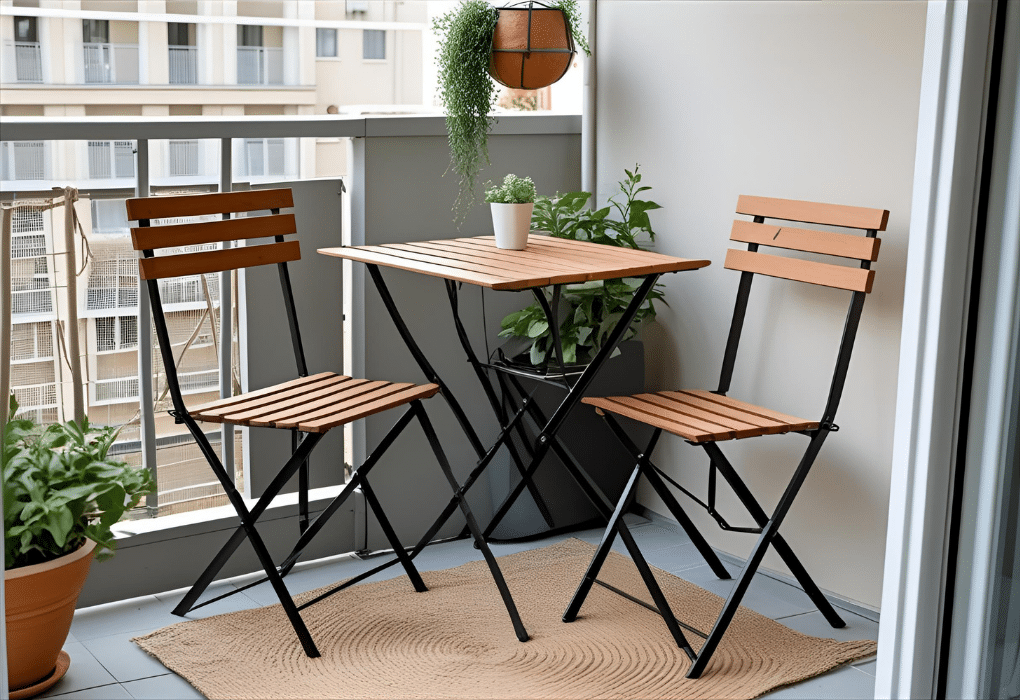 compact foldable furniture setup