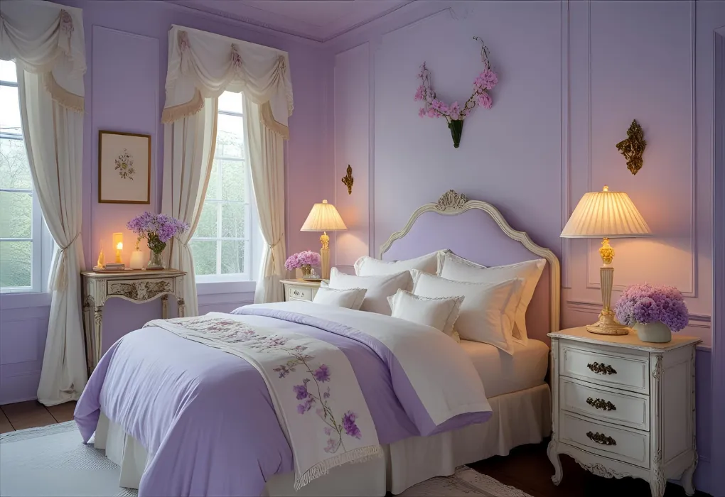 lavender cream soft bedroom

