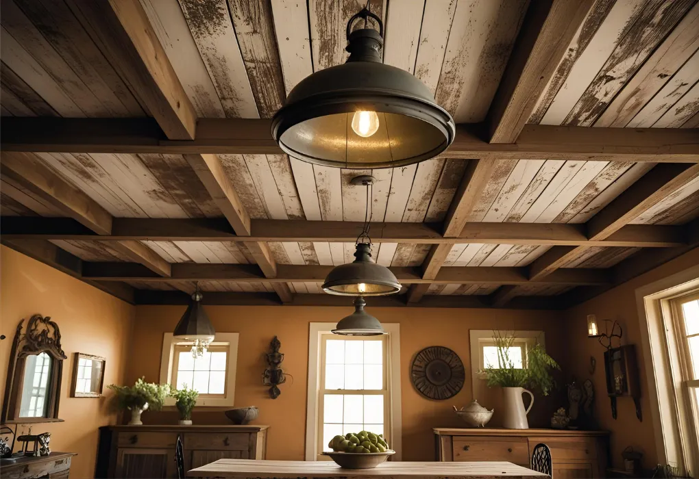 rustic wood ceiling farmhouse style

