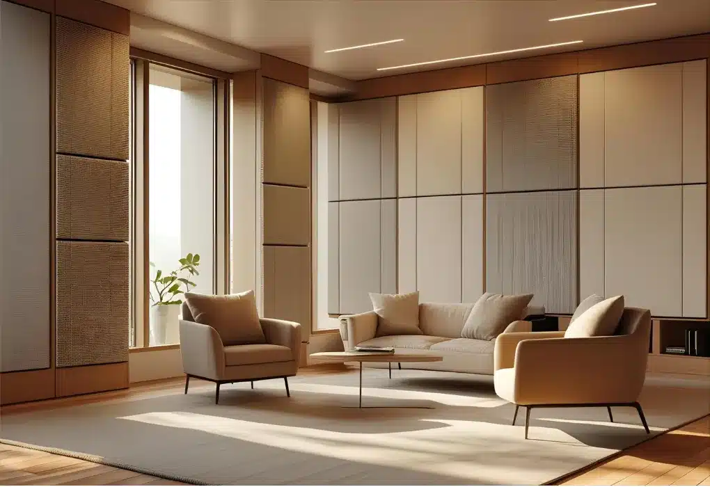 Soft acoustic panels in home office