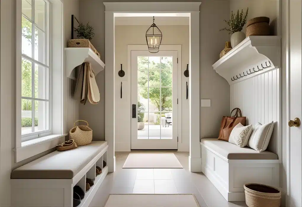 Organized entryway with smart shoe storage