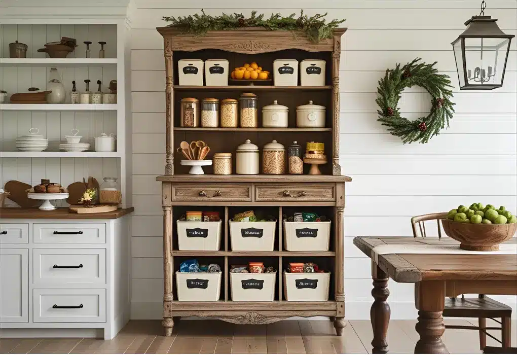 Freestanding wooden pantry unit