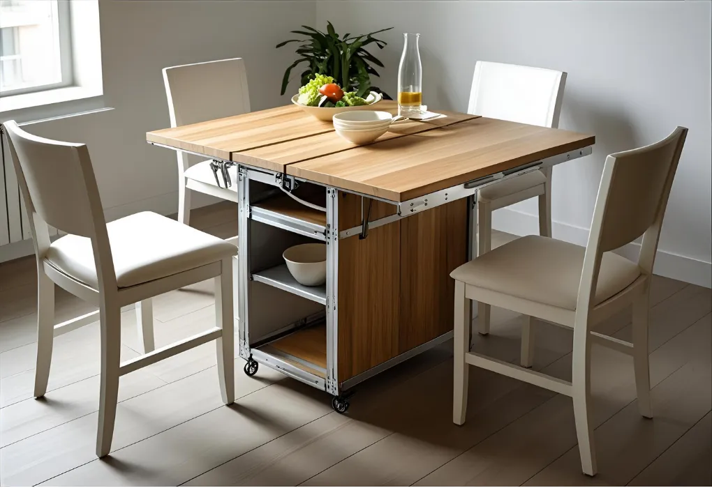Extendable dining table in compact space