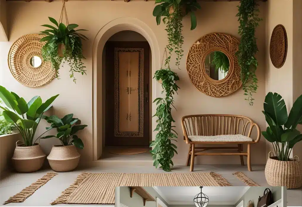 Boho chic entrance with woven textures