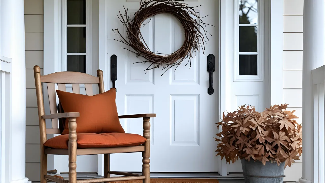 Understated fall porch decor