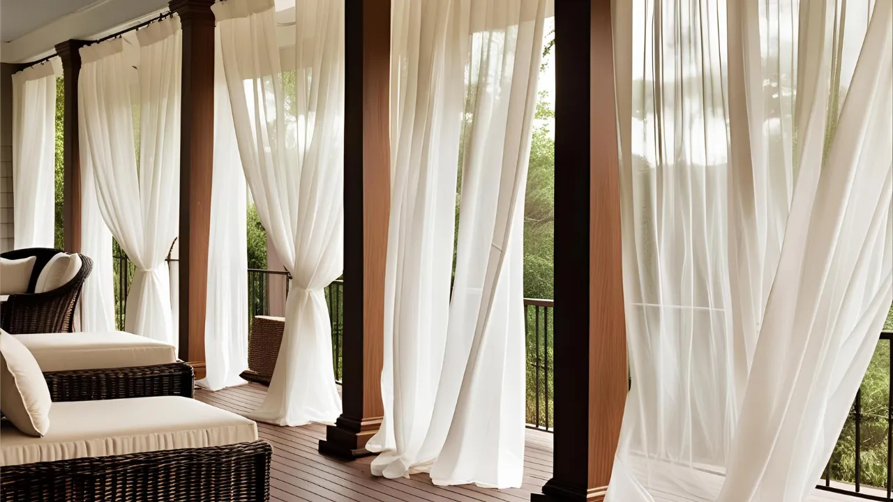 Porch with tied curtains