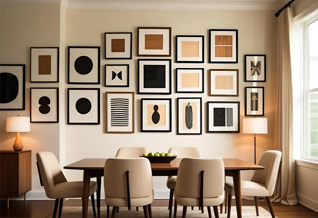 Dining room with curated gallery wall