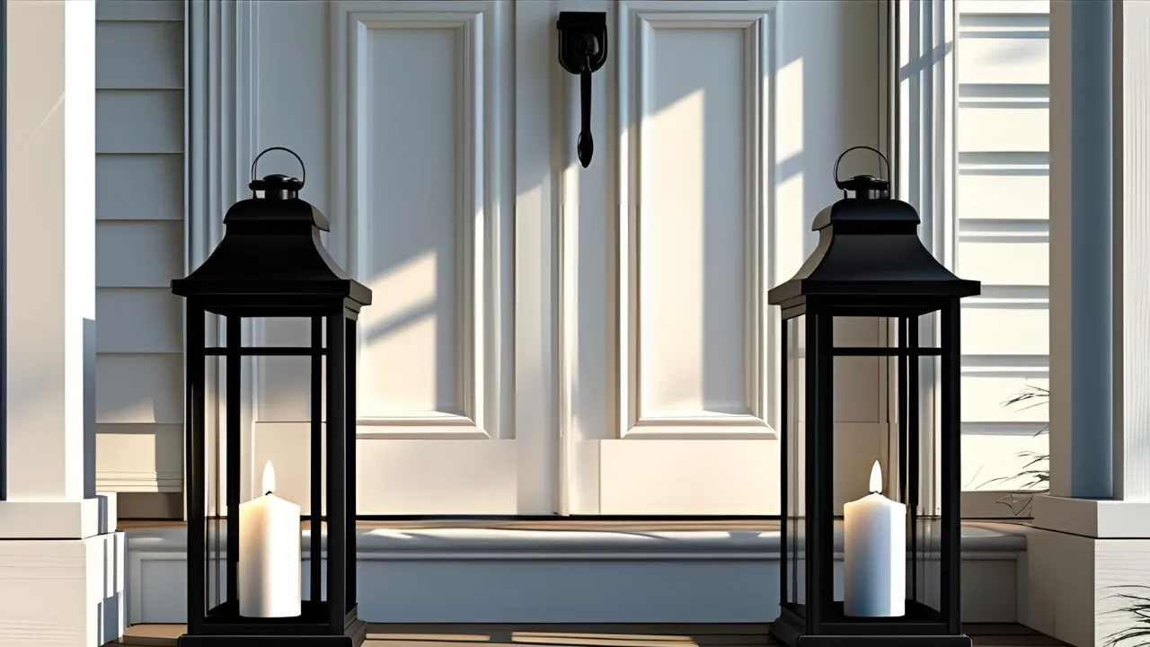 Lanterns on porch steps