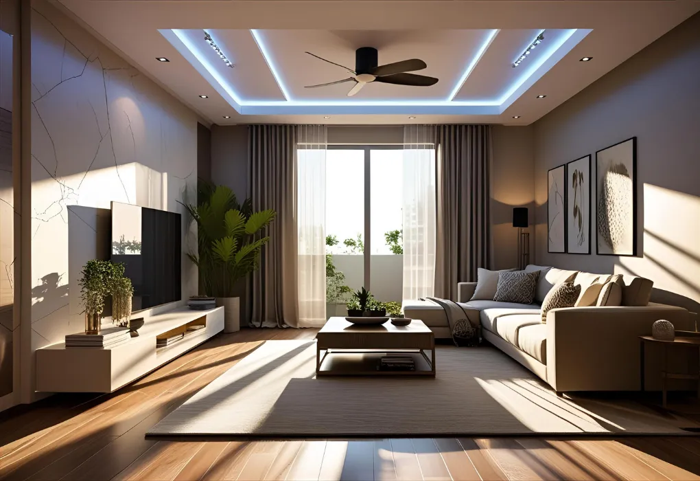 false ceiling with LED lighting

